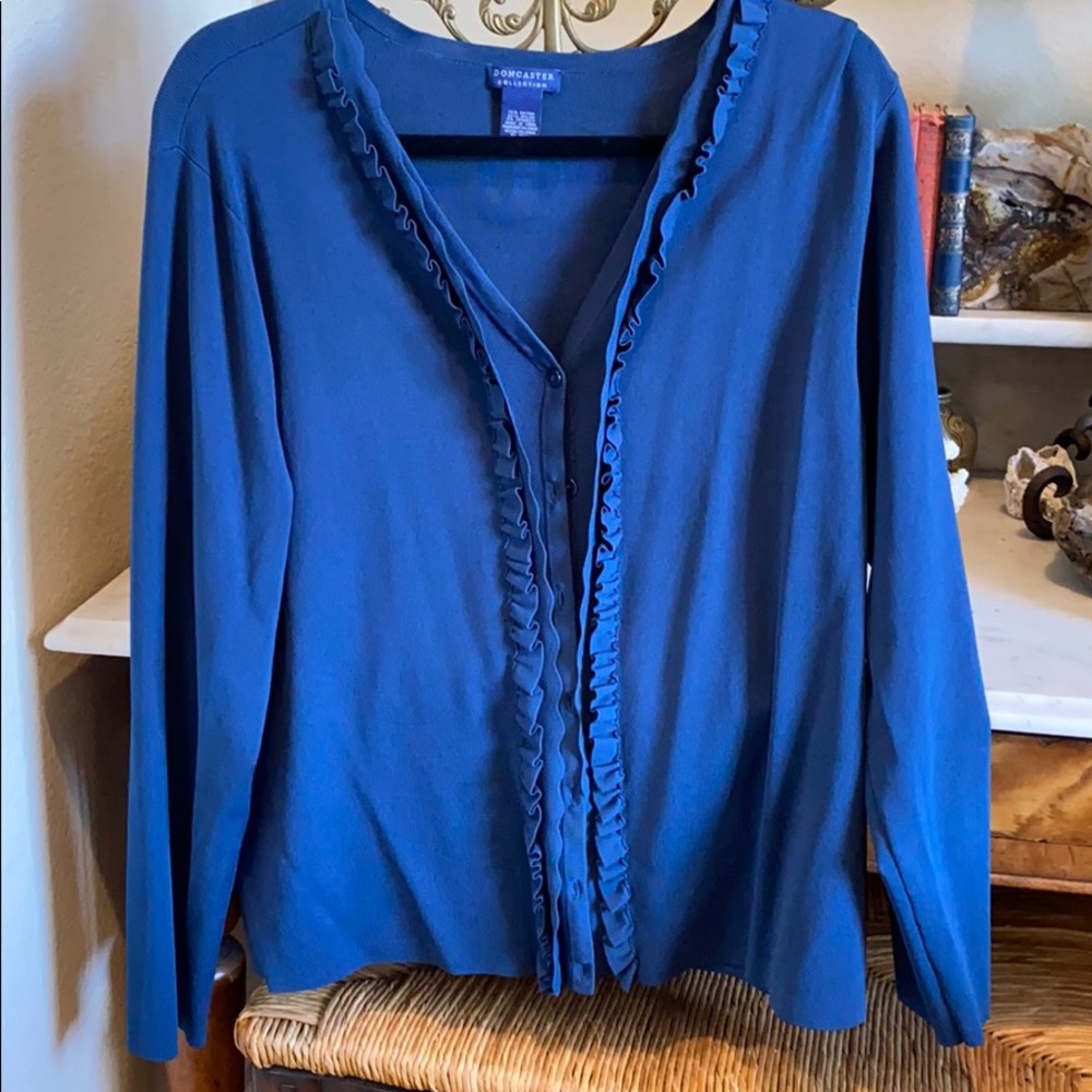Doncaster V Neck Fine Knit Cardigan Deep Teal